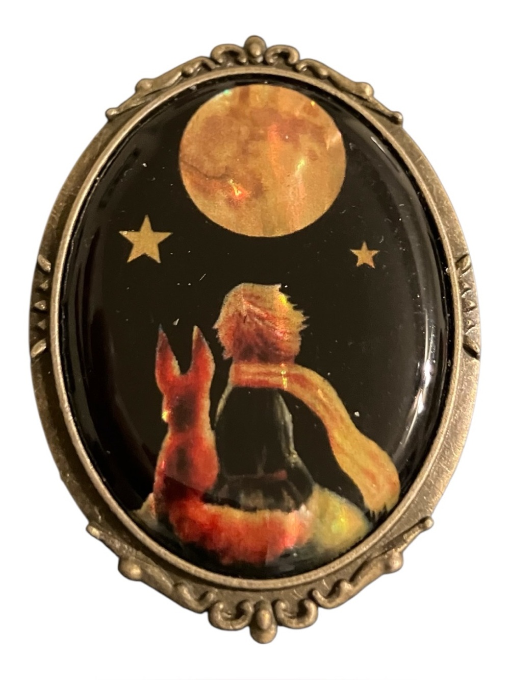 SPACE NWOT - Moonlit Little Prince and Fox Motif in Black and Gold